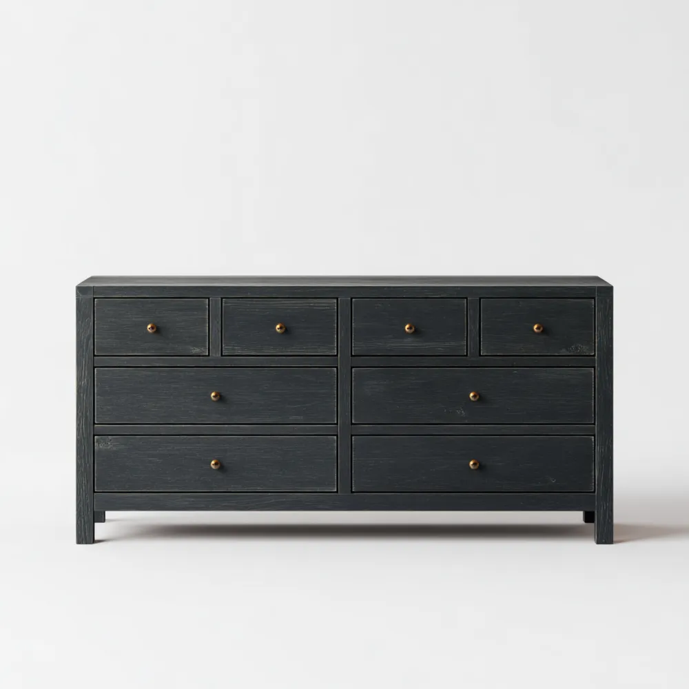 Commode bois 150x40x75 cm - Noir - Design classique