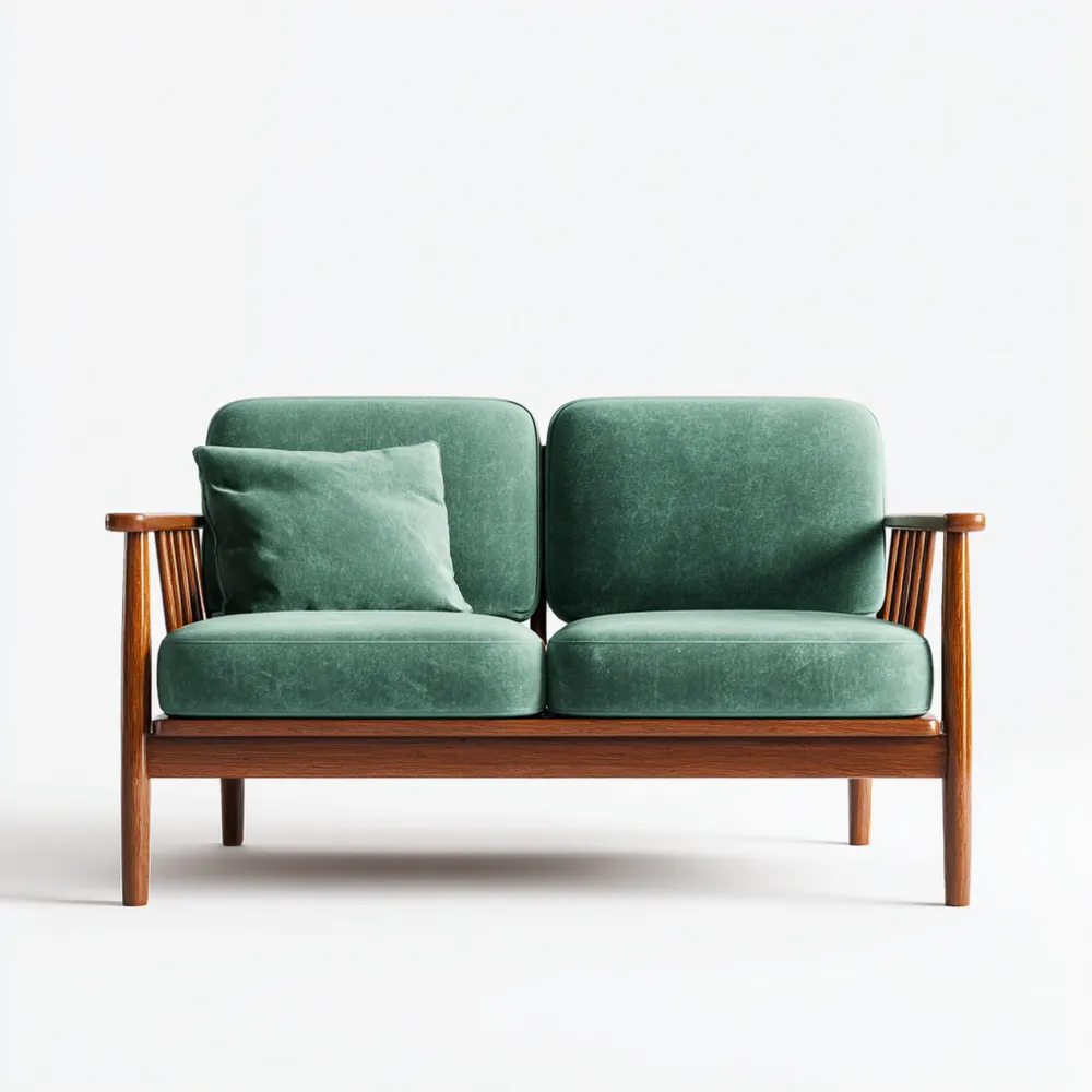 Canapé 2 places Velours Vert 120x70x80 cm – Design Scandinave