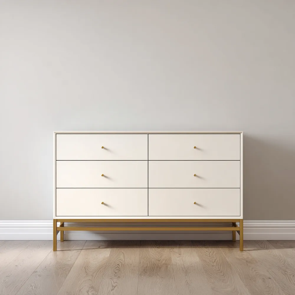 Commode à tiroirs en bois 120x40x75 cm - Blanc - Design moderne