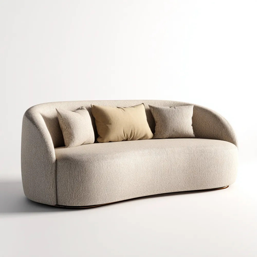 Canapé 2 places Tissu 180x90x70 cm - Beige - Design Contemporain