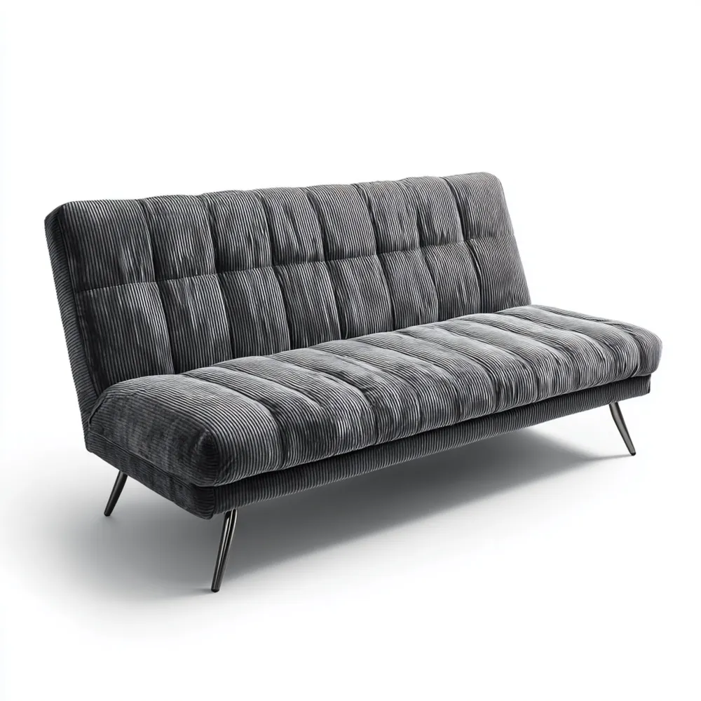 Canapé 2 places en Tissu Côtelé 180x90x80 cm - Gris Foncé