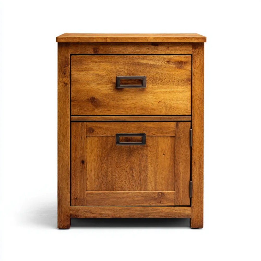 Commode en bois massif 45x35x60 cm - Chêne - Design rustique