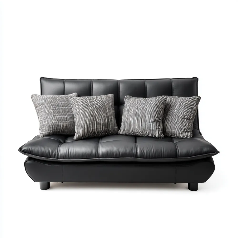 Canapé 2 places Similicuir Noir Design Contemporain 150x85x80 cm