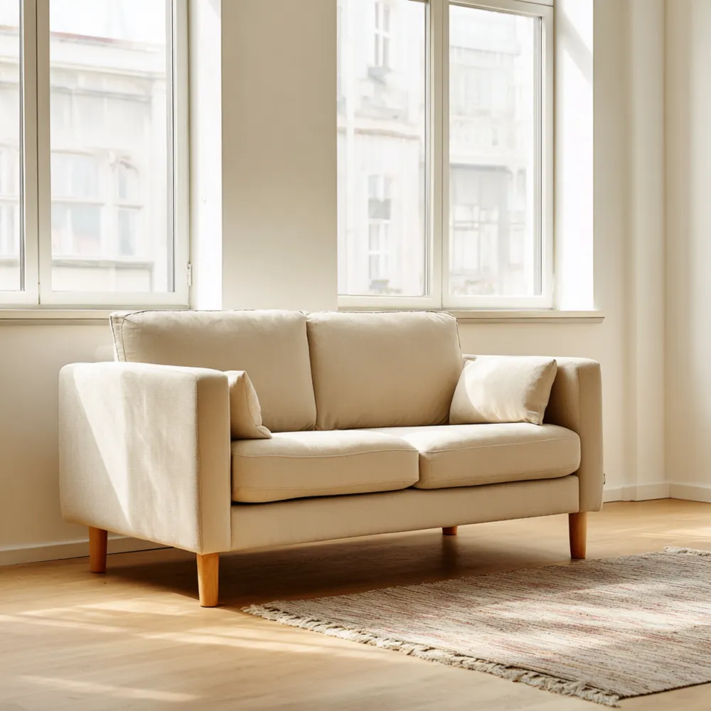 Canapé 2 places Tissu 140x80x85 cm – Beige – Design Contemporain