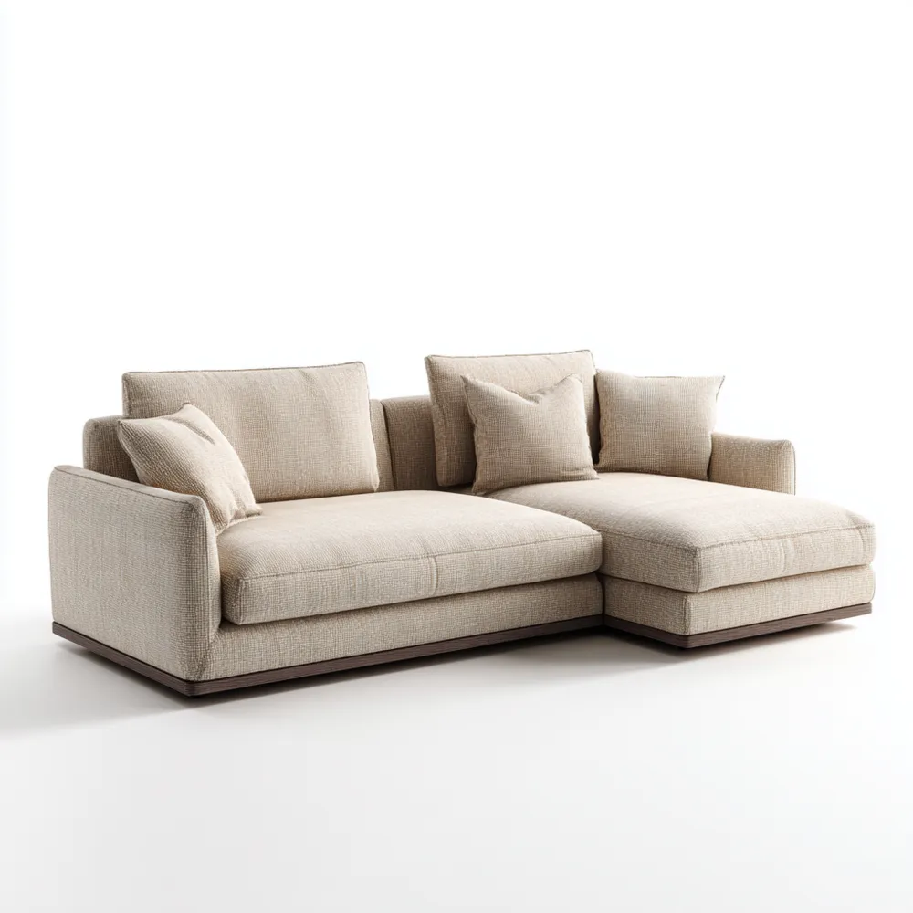 Divano angolare in tessuto 250x90x150 cm - Beige - Design moderno