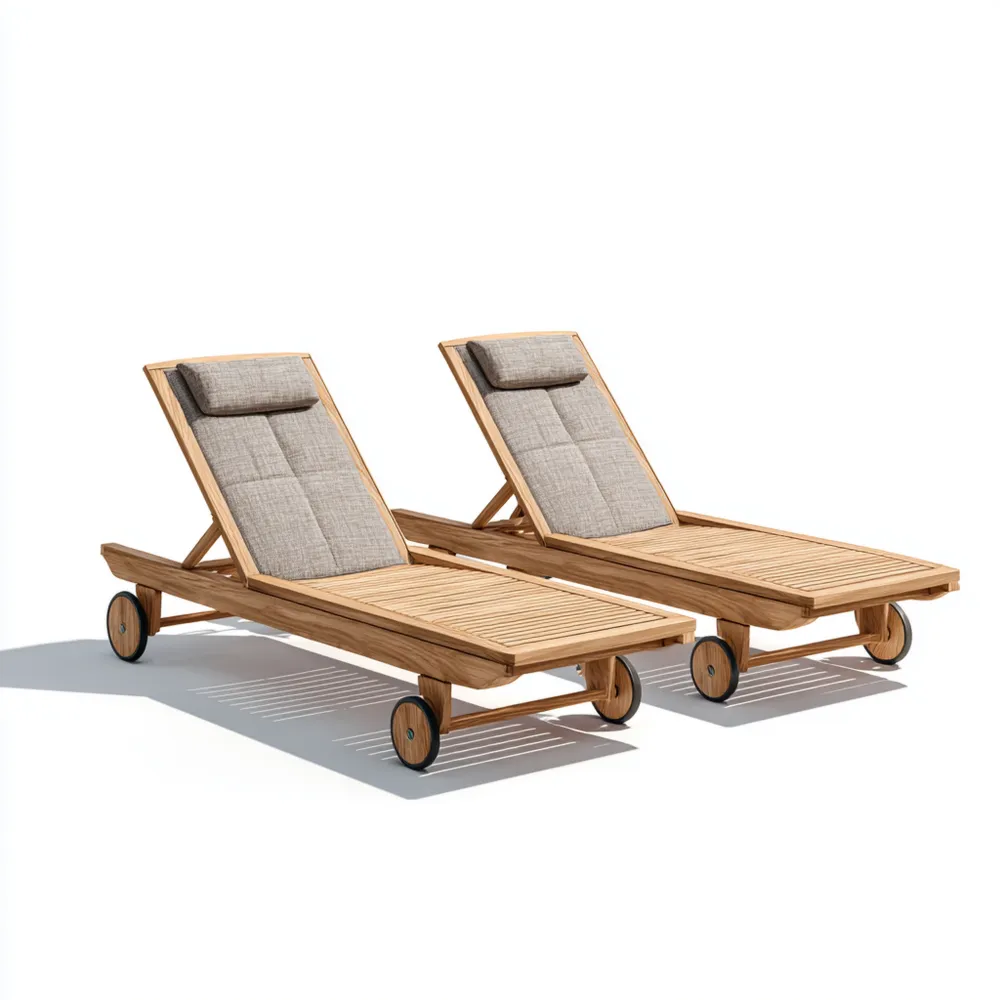 Lettini prendisole in legno 200x65x35 cm con cuscini regolabili – Design moderno