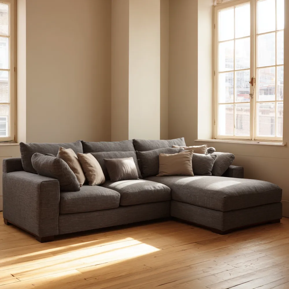 Divano angolare tessuto 250x150x75 cm - Grigio Scuro - Design moderno