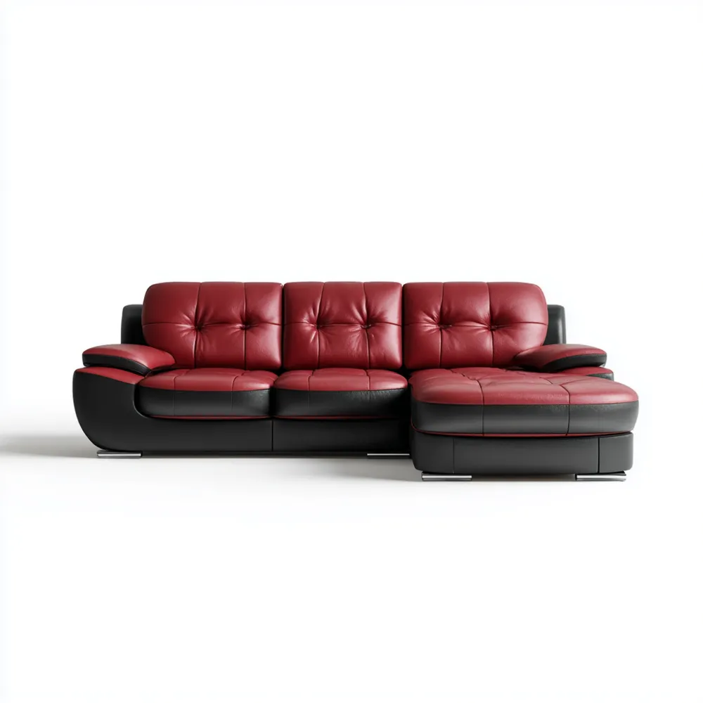 Divano angolare pelle 250x150x85 cm – Nero/Rosso – Design moderno
