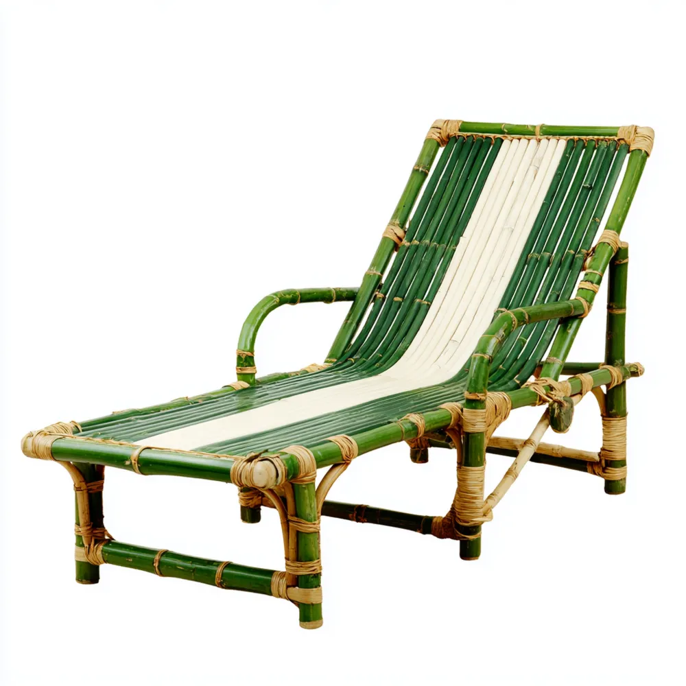 Lettino prendisole in bambù - 180x60x75 cm - Verde/Naturale - Design tradizionale