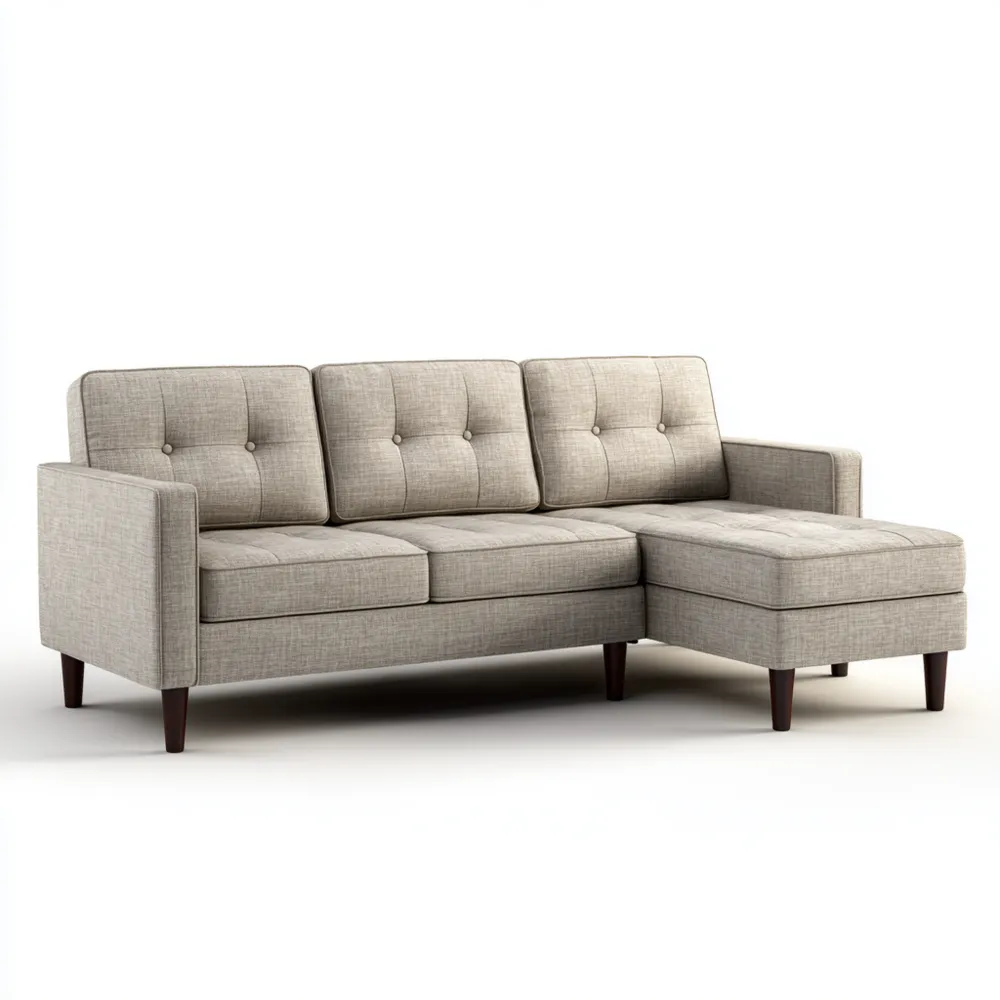 Divano angolare tessuto 240x160x85 cm - Beige - Design moderno