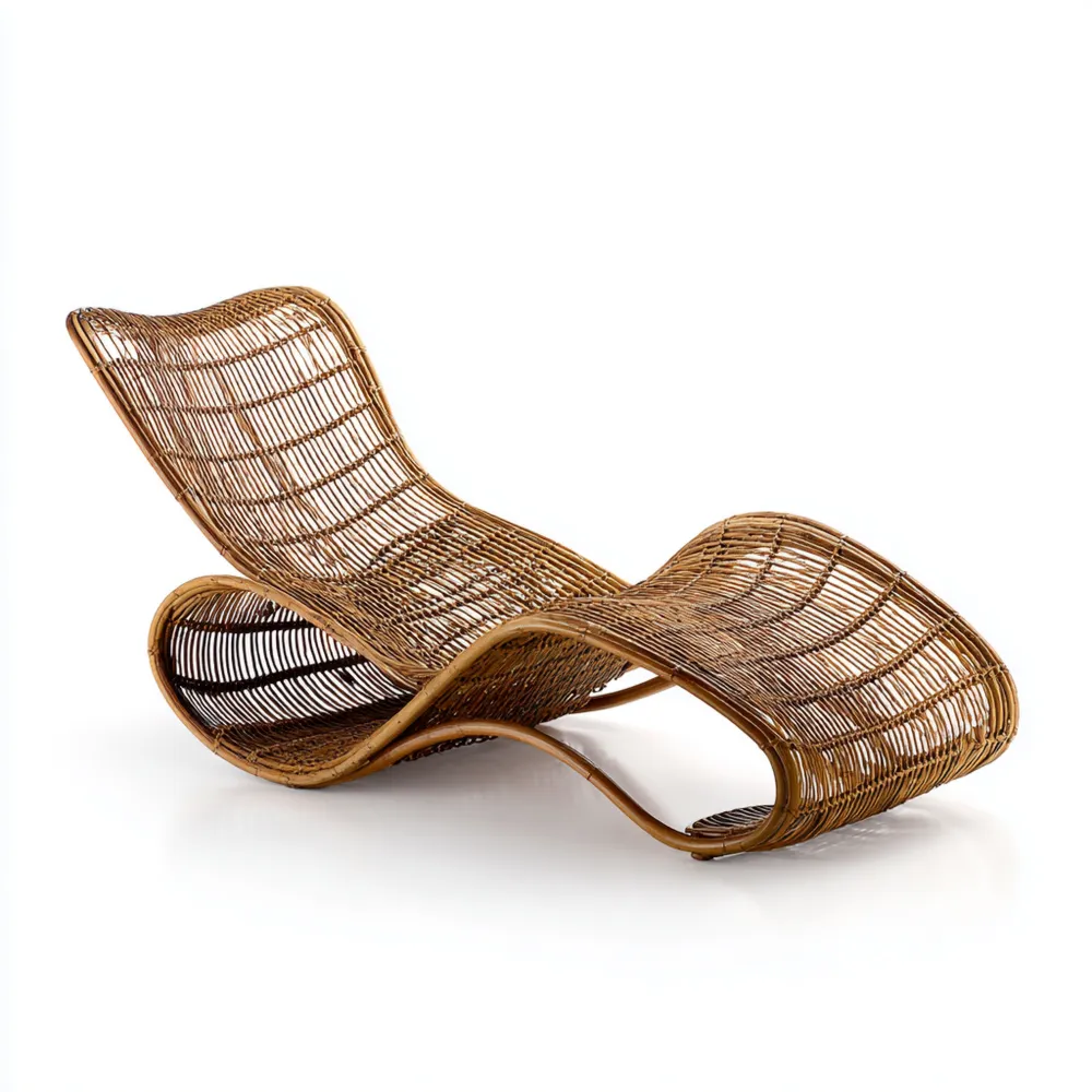 Lettino prendisole in rattan intrecciato 180x65x85 cm - Design ergonomico