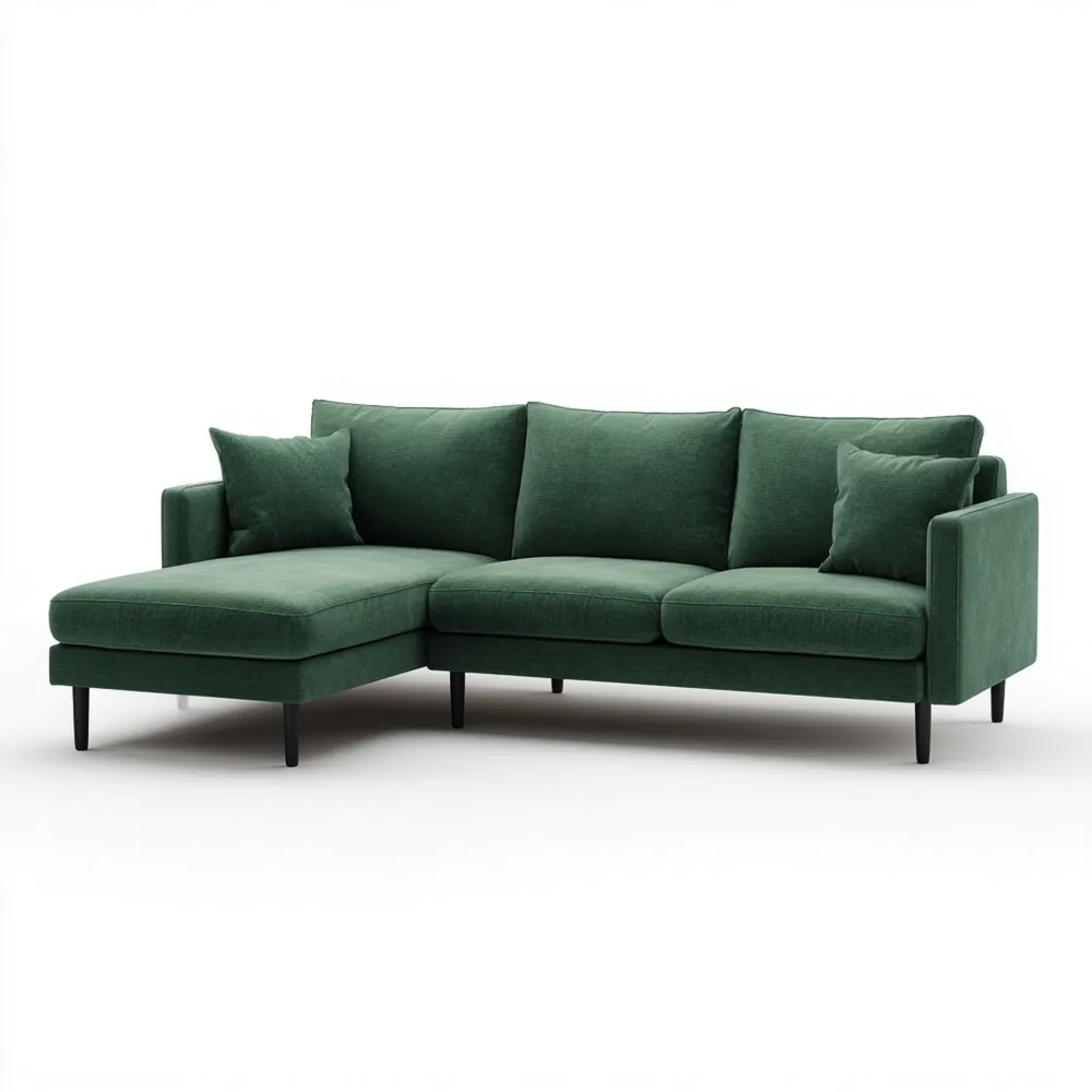 Divano angolare in tessuto 270x150x85 cm - Verde - Design moderno
