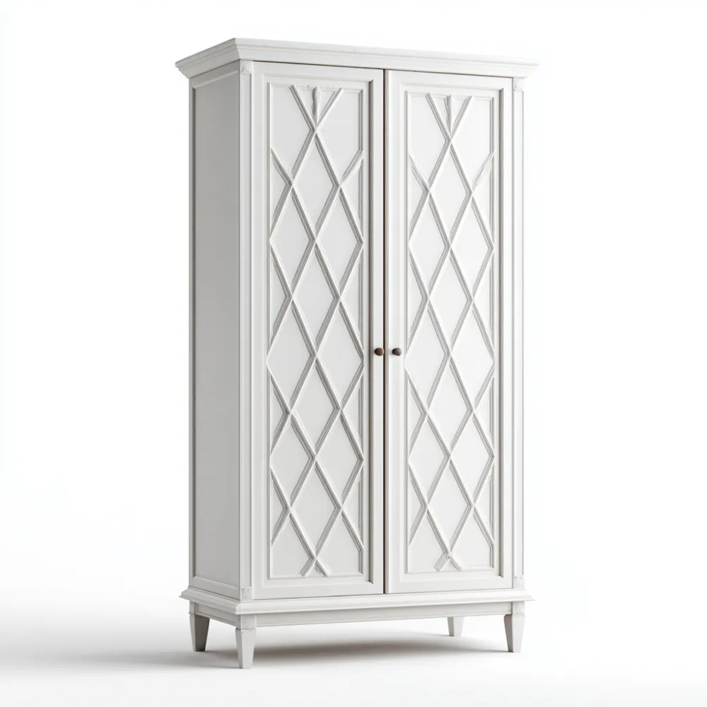 Guardaroba in legno massello 180x90x50 cm – Bianco – Stile classico