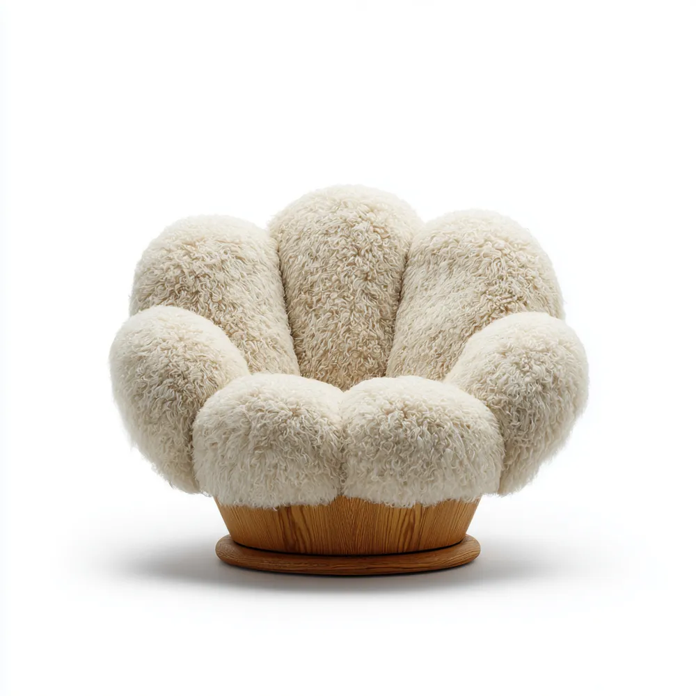 Poltrona relax peluche 80x85x90 cm - Crema - Design moderno
