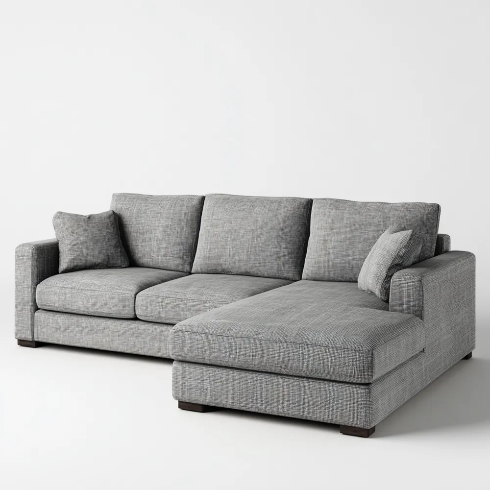 Divano angolare tessuto 250x150x90 cm – Grigio Chiaro – Design moderno