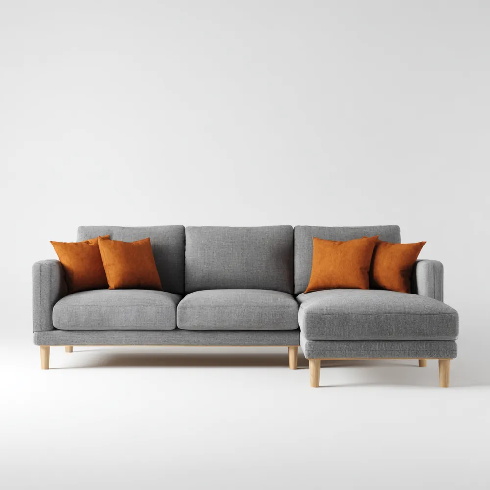 Divano angolare in tessuto 260x160x85 cm - Grigio - Design moderno