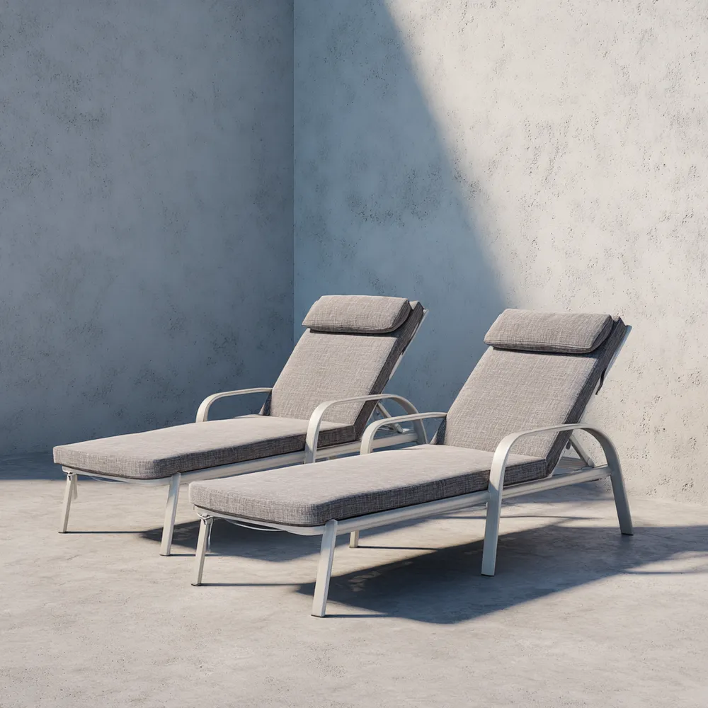 Lettino prendisole 200x70x85 cm Metallo con Rivestimento Grigio - Design Moderno