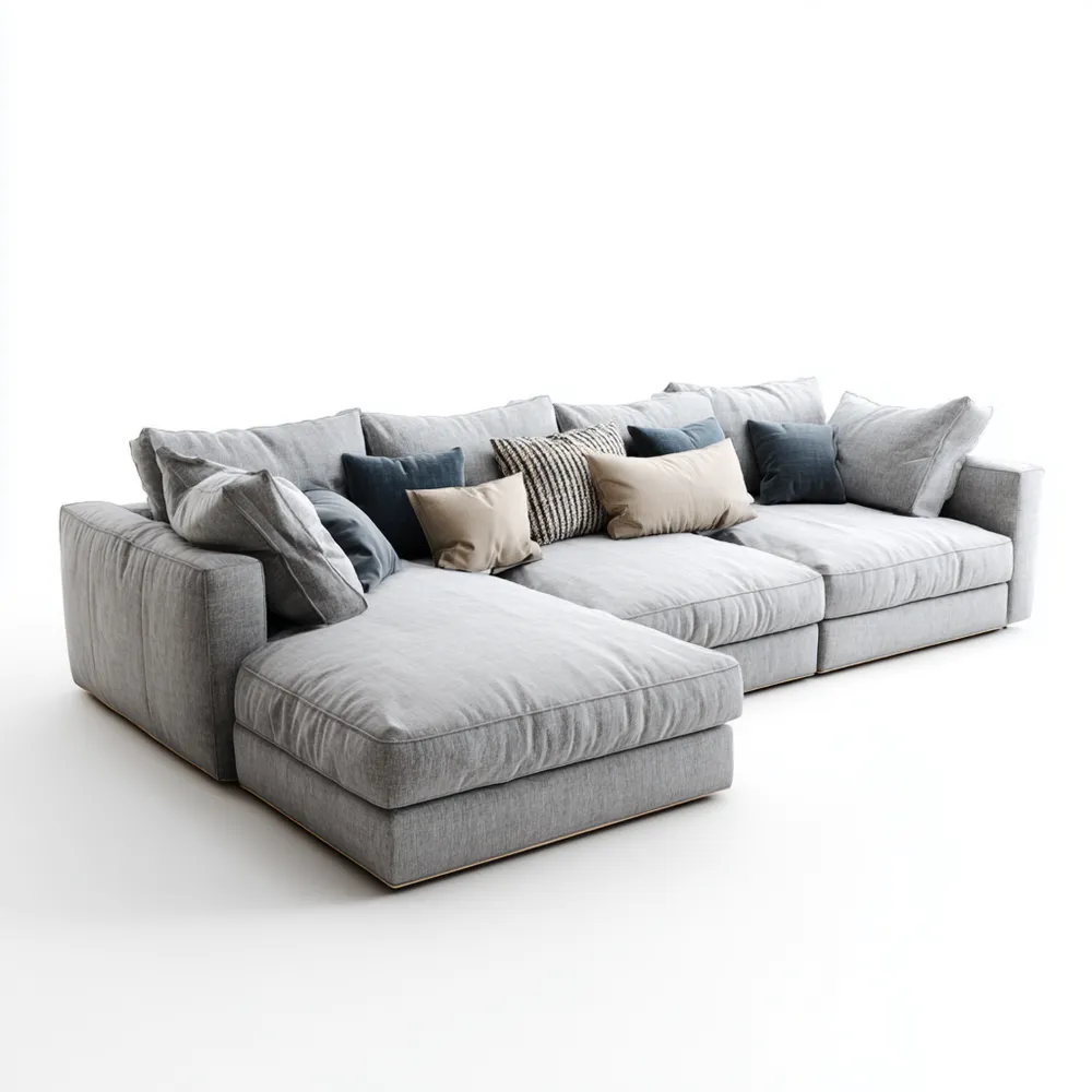 Divano angolare in tessuto 250x150x90 cm - Grigio chiaro