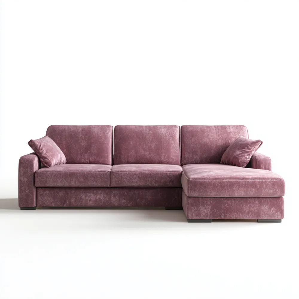 Divano Angolare in Tessuto Vellutato 250x150x85 cm - Colore Rosa
