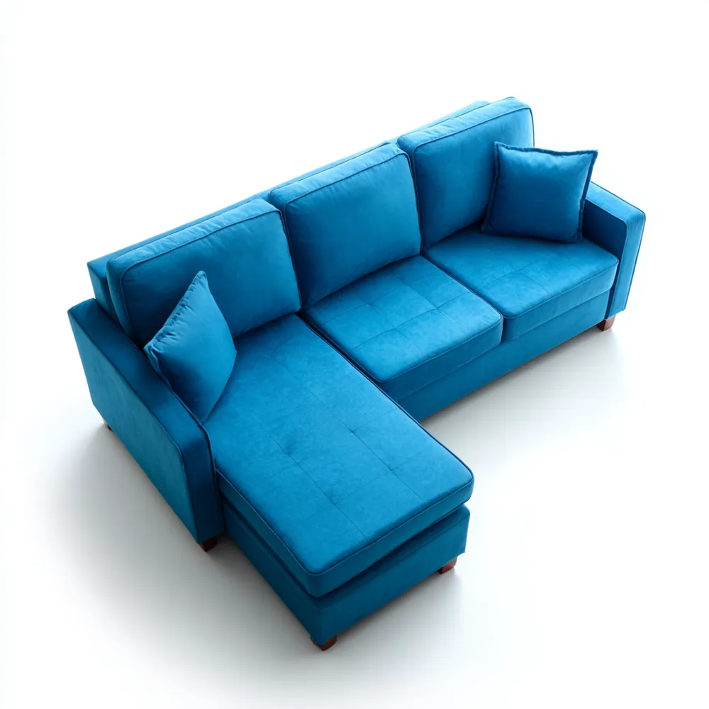 Divano angolare in tessuto 260x160x85 cm - Blu - Design moderno