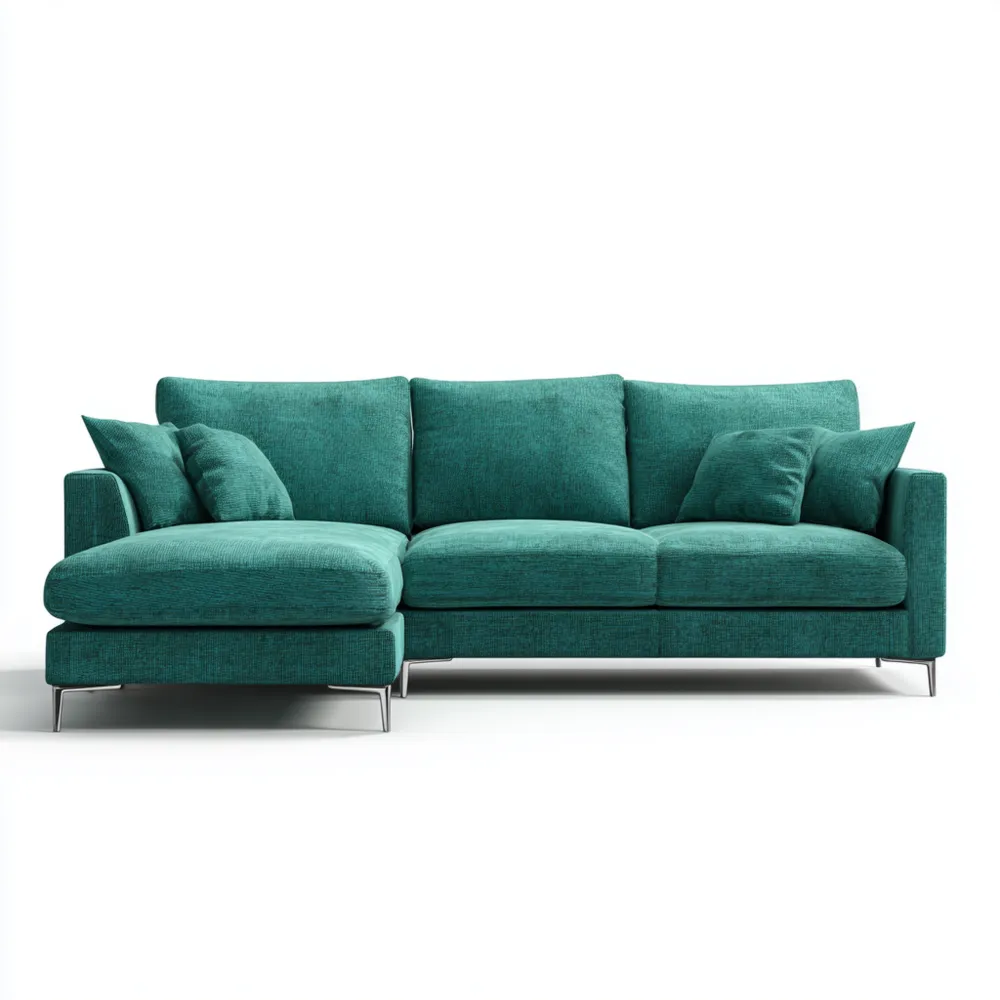 Divano angolare in tessuto 250x150x85 cm - Verde - Design moderno