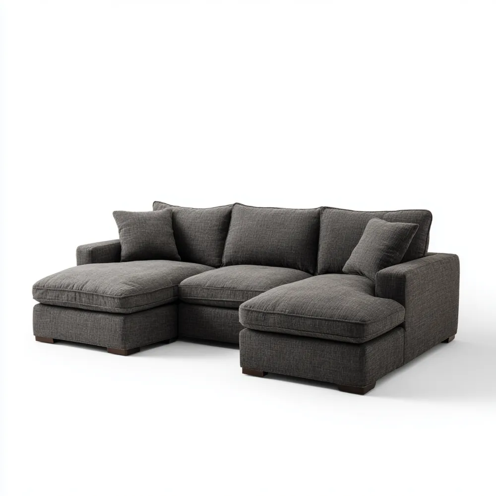 Divano angolare in tessuto 250x150x85 cm - Grigio scuro - Design moderno