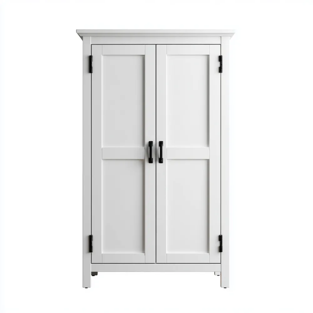 Armadio a due ante in legno 100x50x200 cm - Bianco - Design classico