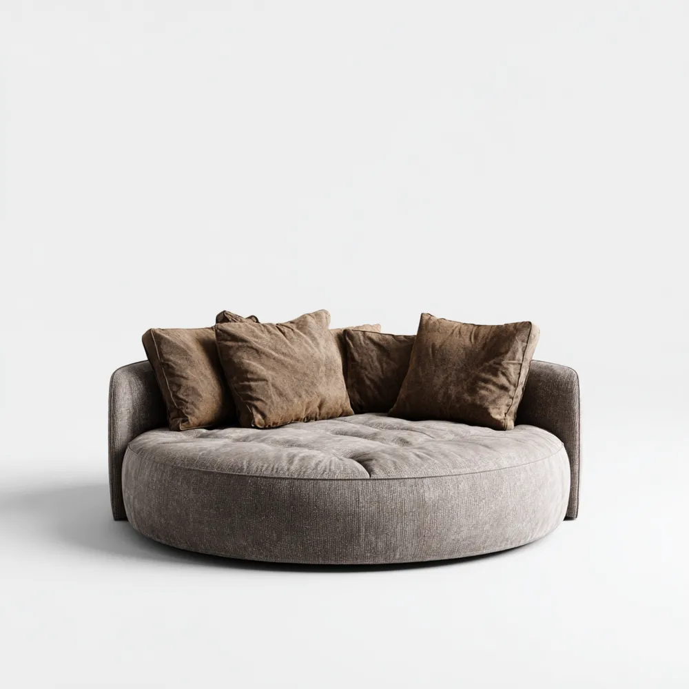 Poltrona relax rotonda - Tessuto Marrone 180x180x65 cm - Design moderno