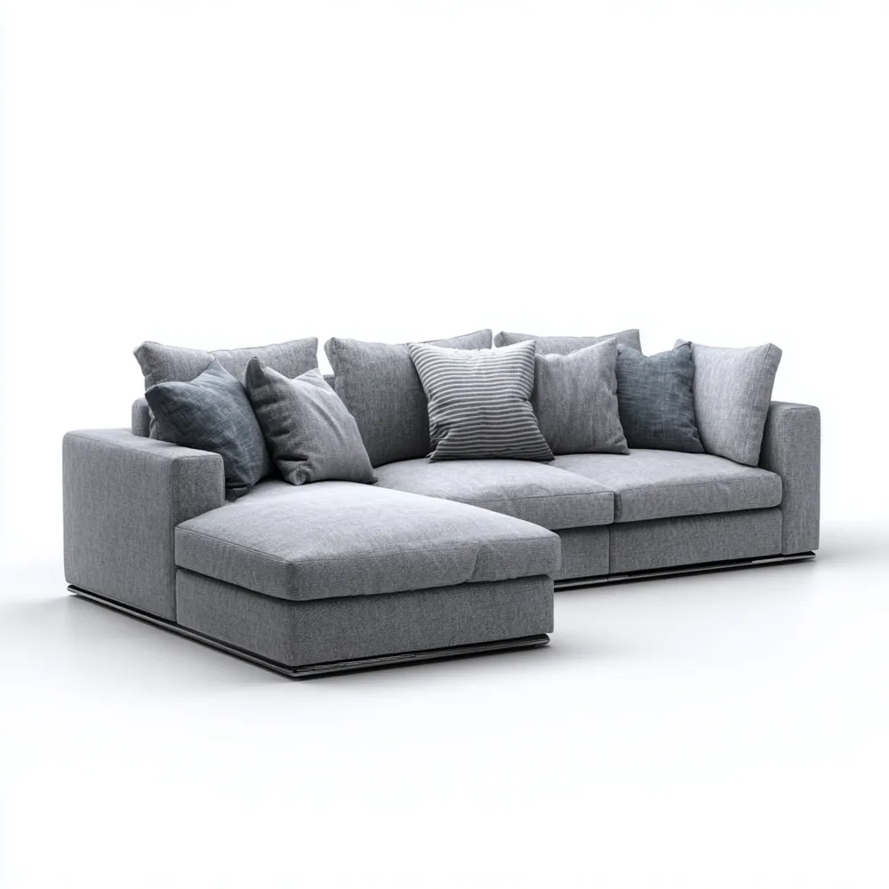 Divano angolare in tessuto 260x150x85 cm – Grigio – Design moderno