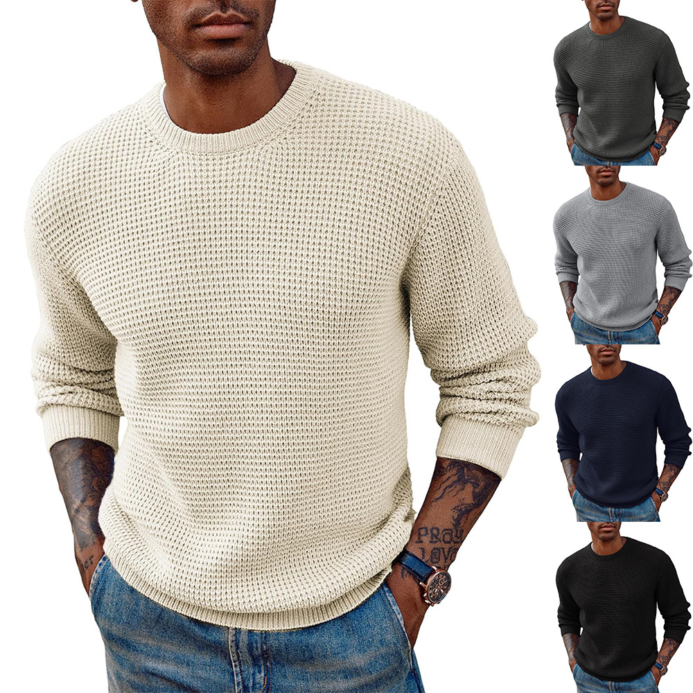 Men's Retro Crew Neck Western Style Knitted Sweater Pullover