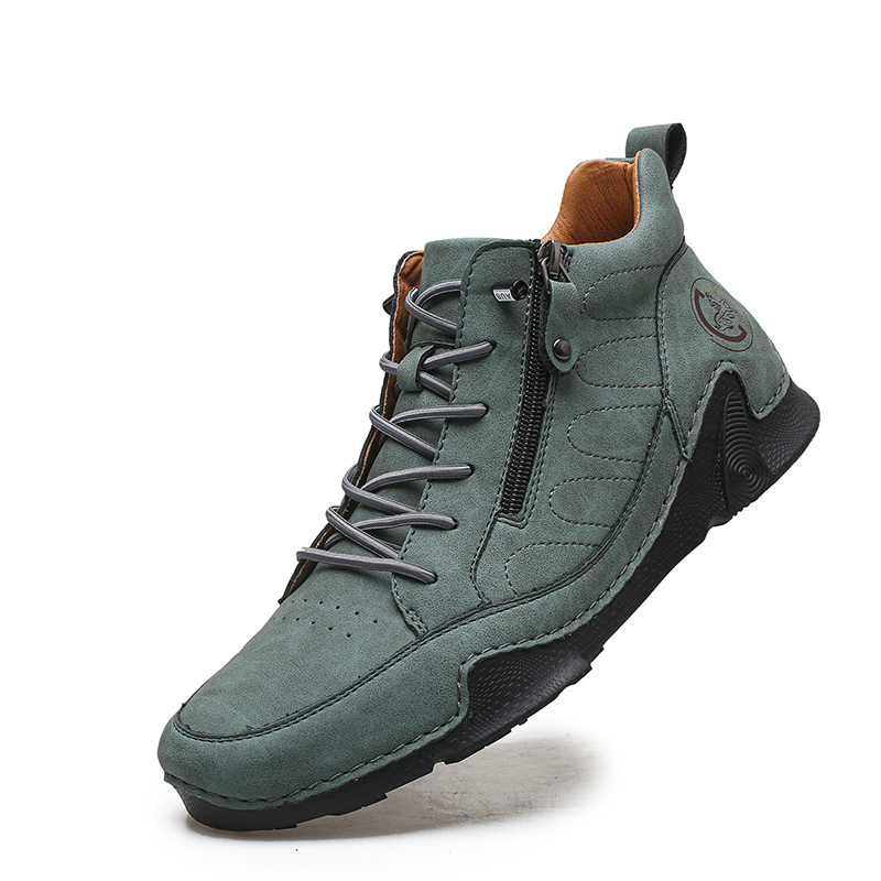 Men’s Handmade Premium Leather Slip-On Driving Boots – Wide Toe, Arch Support, Waterproof, Non-Slip & Pressure-Relief Comfort