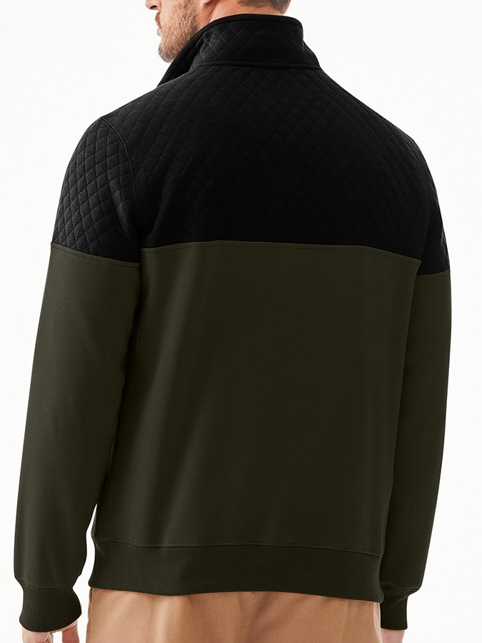Men's Fashionable Color Block Half Zip Outdoor Casual Sweatshirt