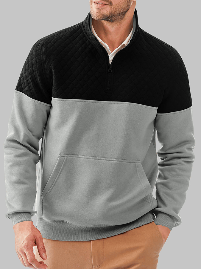 Men's Fashionable Color Block Half Zip Outdoor Casual Sweatshirt