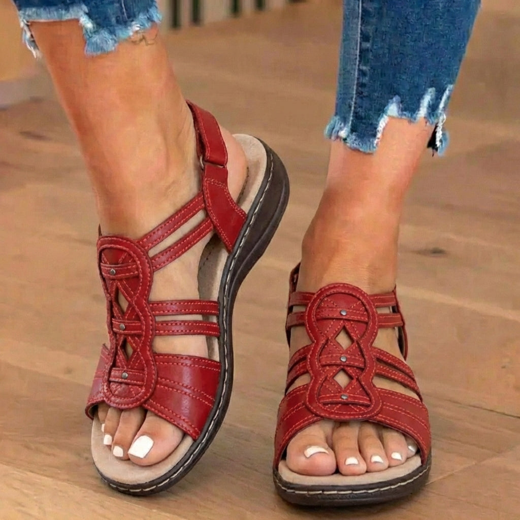 Lässige orthopädische Damen-Sandalen im Boho-Stil mit rutschfestem Fersenriemen für den Strand
