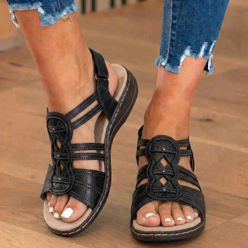 Lässige orthopädische Damen-Sandalen im Boho-Stil mit rutschfestem Fersenriemen für den Strand