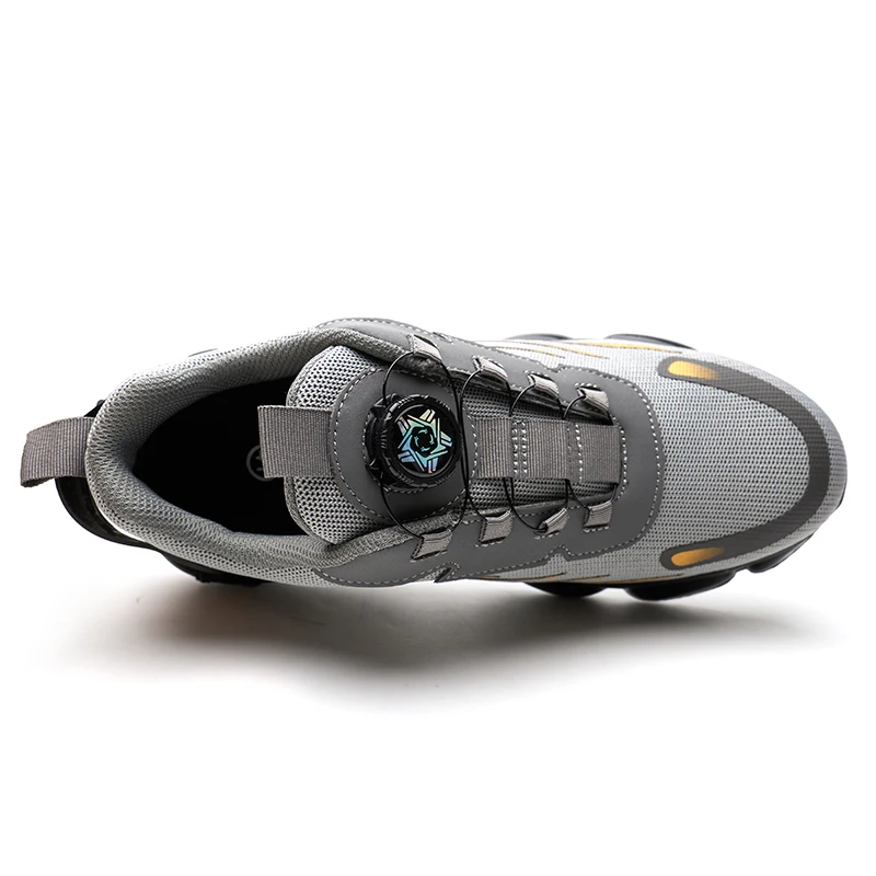 ZG 918 Swivel Button Safety Shoes Lightweight  , Rotating Button Grey Safety Shoes Men Work Safety Sneakers