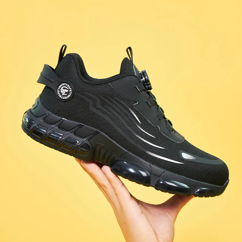 ZG 918 Swivel Button Safety Shoes Lightweight  , Rotating Button Grey Safety Shoes Men Work Safety Sneakers