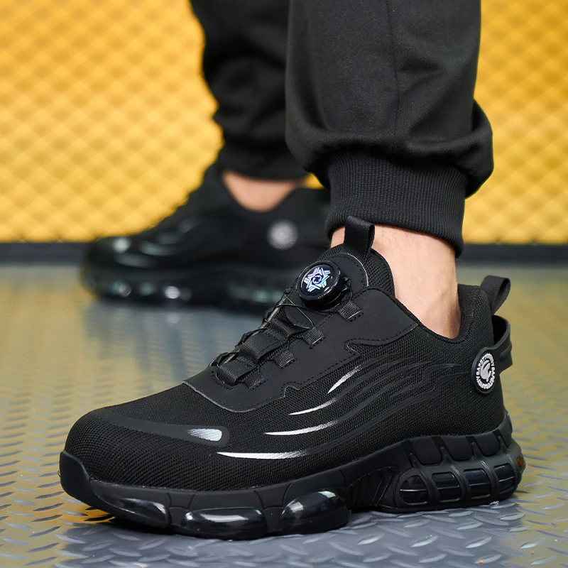 ZG 918 Swivel Button Safety Shoes Lightweight  , Rotating Button Grey Safety Shoes Men Work Safety Sneakers