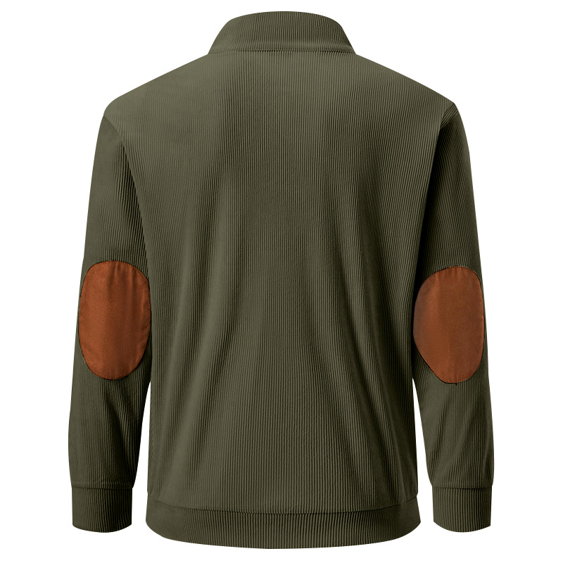 Men's Casual Long Sleeve Stand Collar Pullover Sweatshirts With Pocket