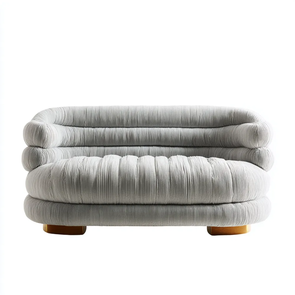 Canapé 2 Places Tissu Côtelé 150x90x70 cm - Gris Clair - Design Moderne