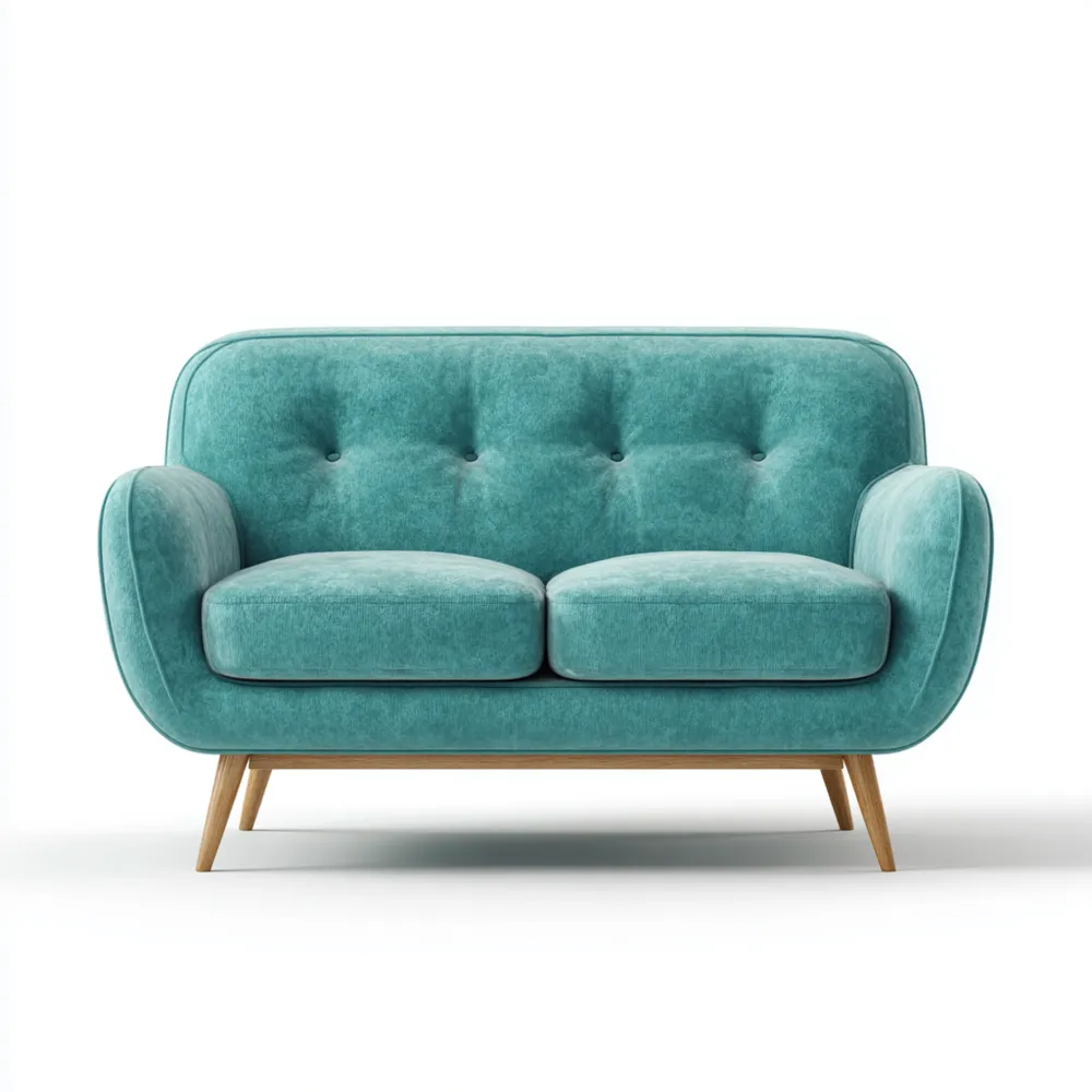 Canapé 2 places Velours 120x80x85 cm - Turquoise - Design Contemporain