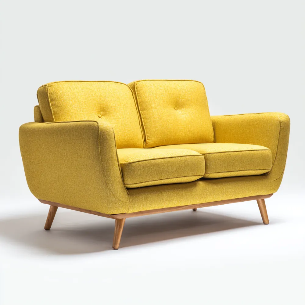 Canapé 2 places Tissu 150x85x75 cm – Jaune – Style Contemporain