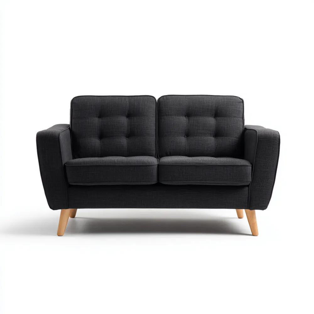 Canapé 2 places Tissu 140x85x80 cm – Noir – Design Moderne