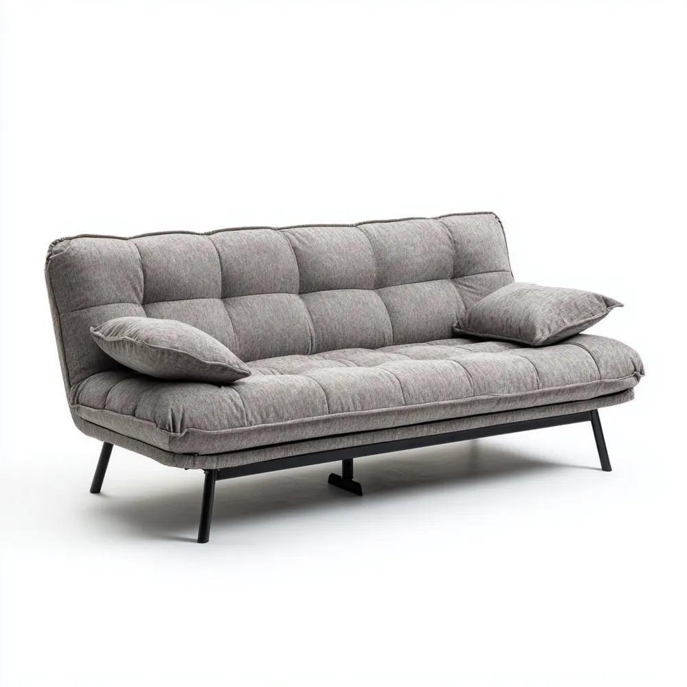 Canapé 2 places Convertible Tissu 180x85x86 cm - Gris - Design Contemporain