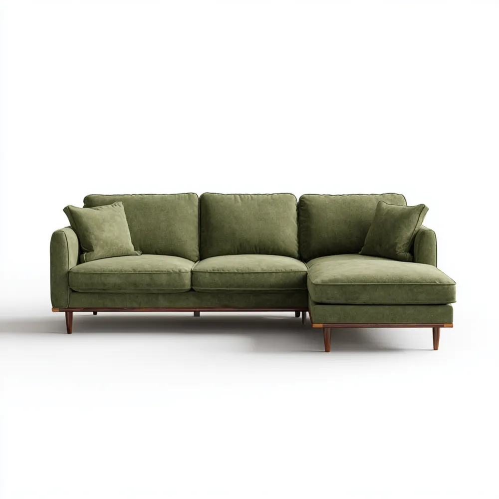 Canapé d'angle en tissu 250x150x85 cm – Vert – Design moderne