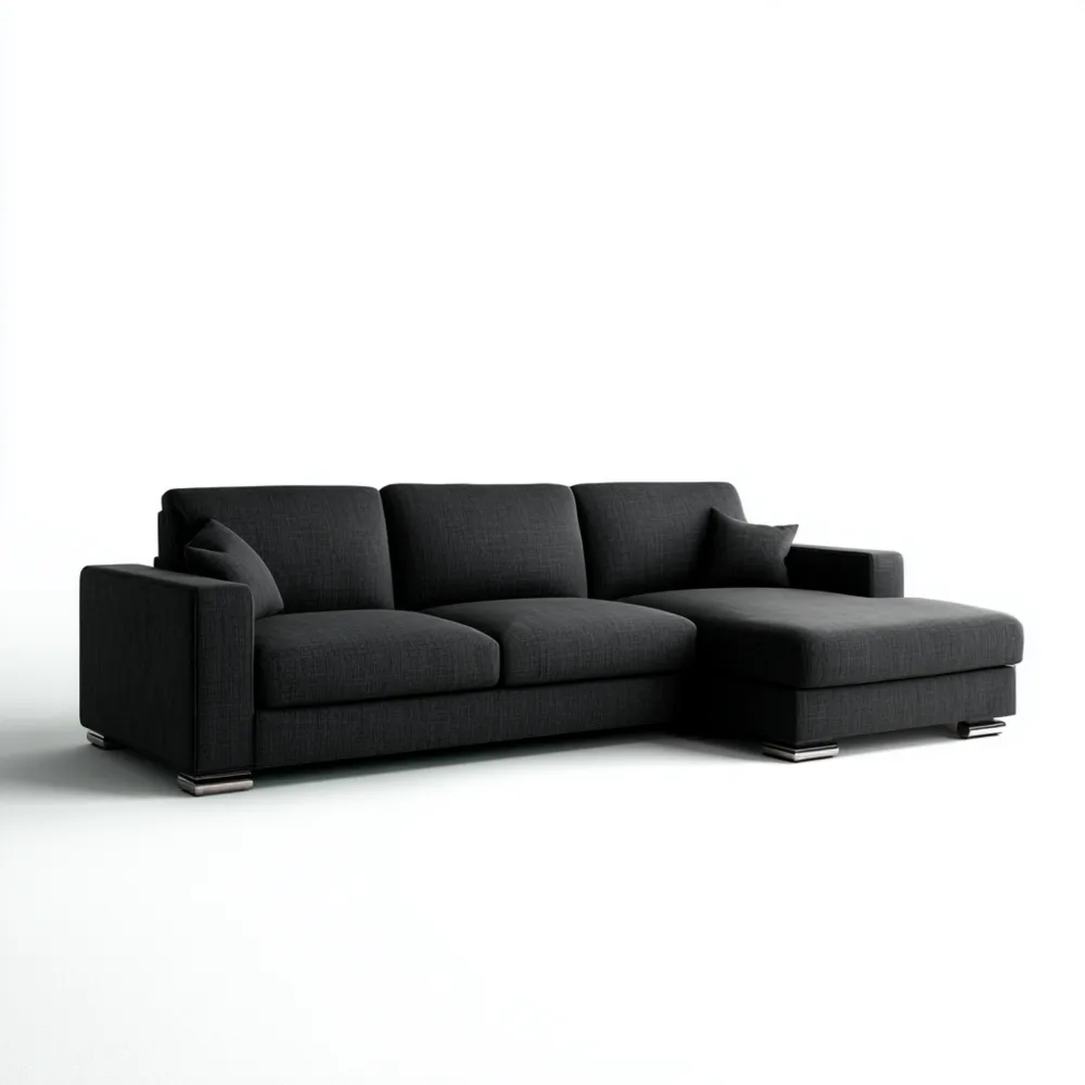 Canapé d'angle en tissu 285x160x85 cm – Noir – Design moderne