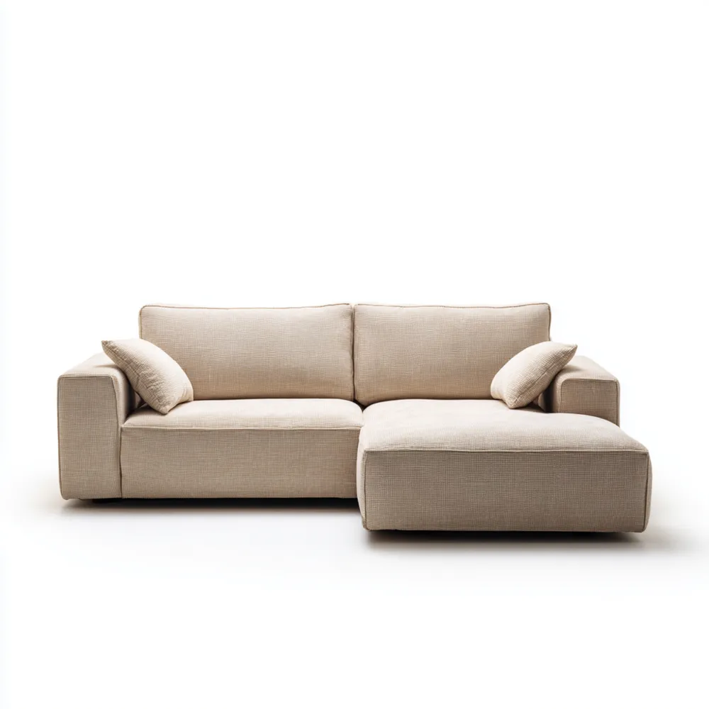 Canapé d'angle tissu 280x160x70 cm – Beige – Design contemporain