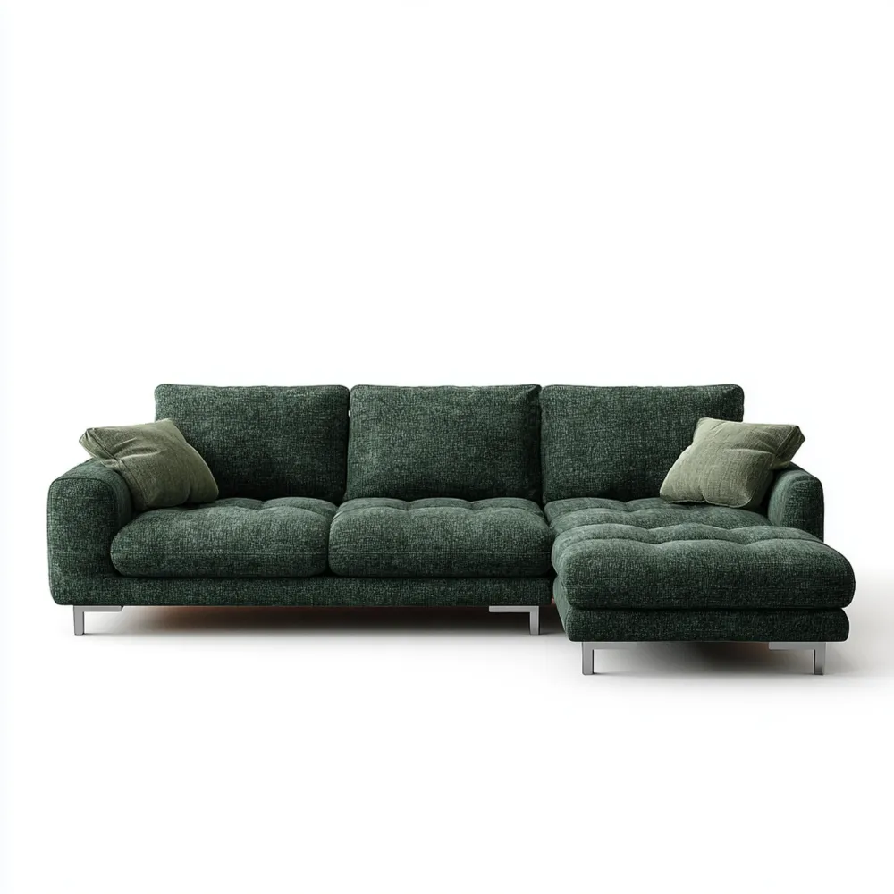 Canapé d'angle en tissu 280x95x85 cm – Vert Foncé – Design moderne