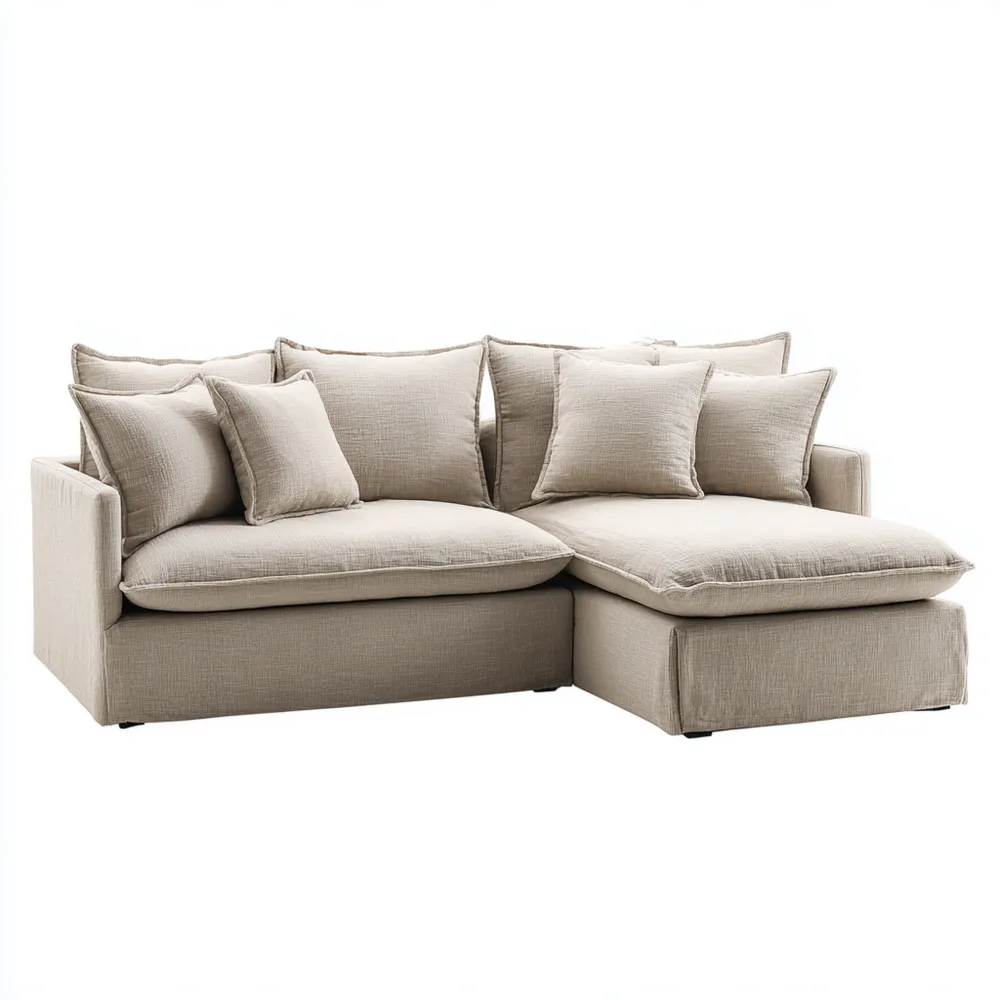 Canapé d'angle tissu 250x160x85 cm – Beige – Design contemporain