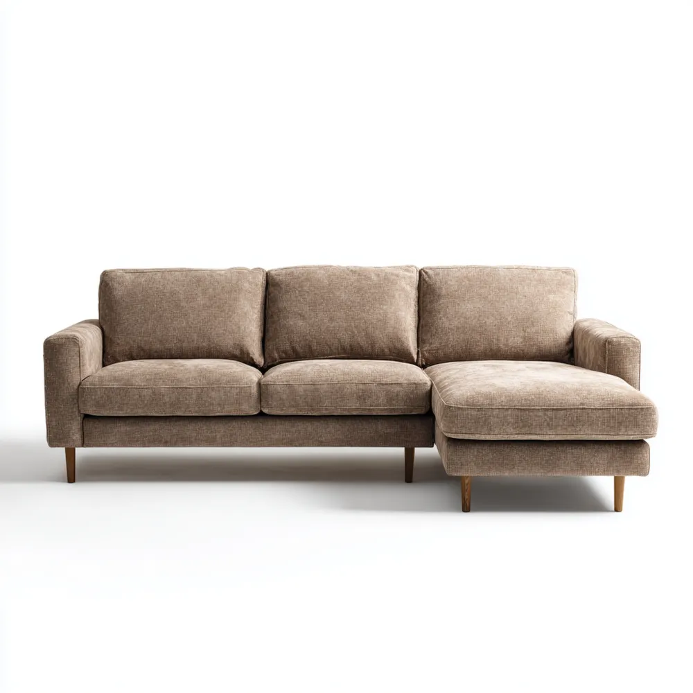 Canapé d'angle en tissu 280x160x85 cm – Marron – Design moderne